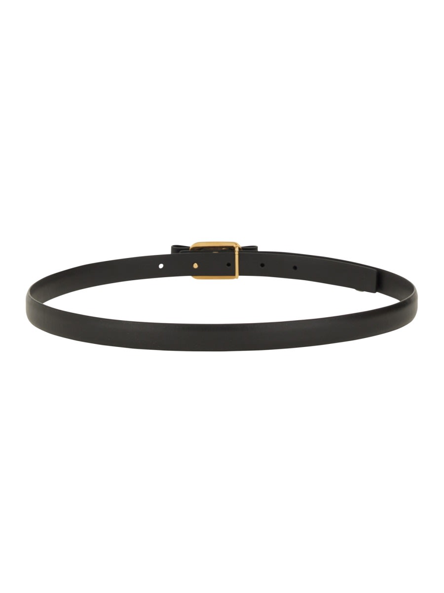 Ferragamo Slim Gold-tone Hardware Belt In Black