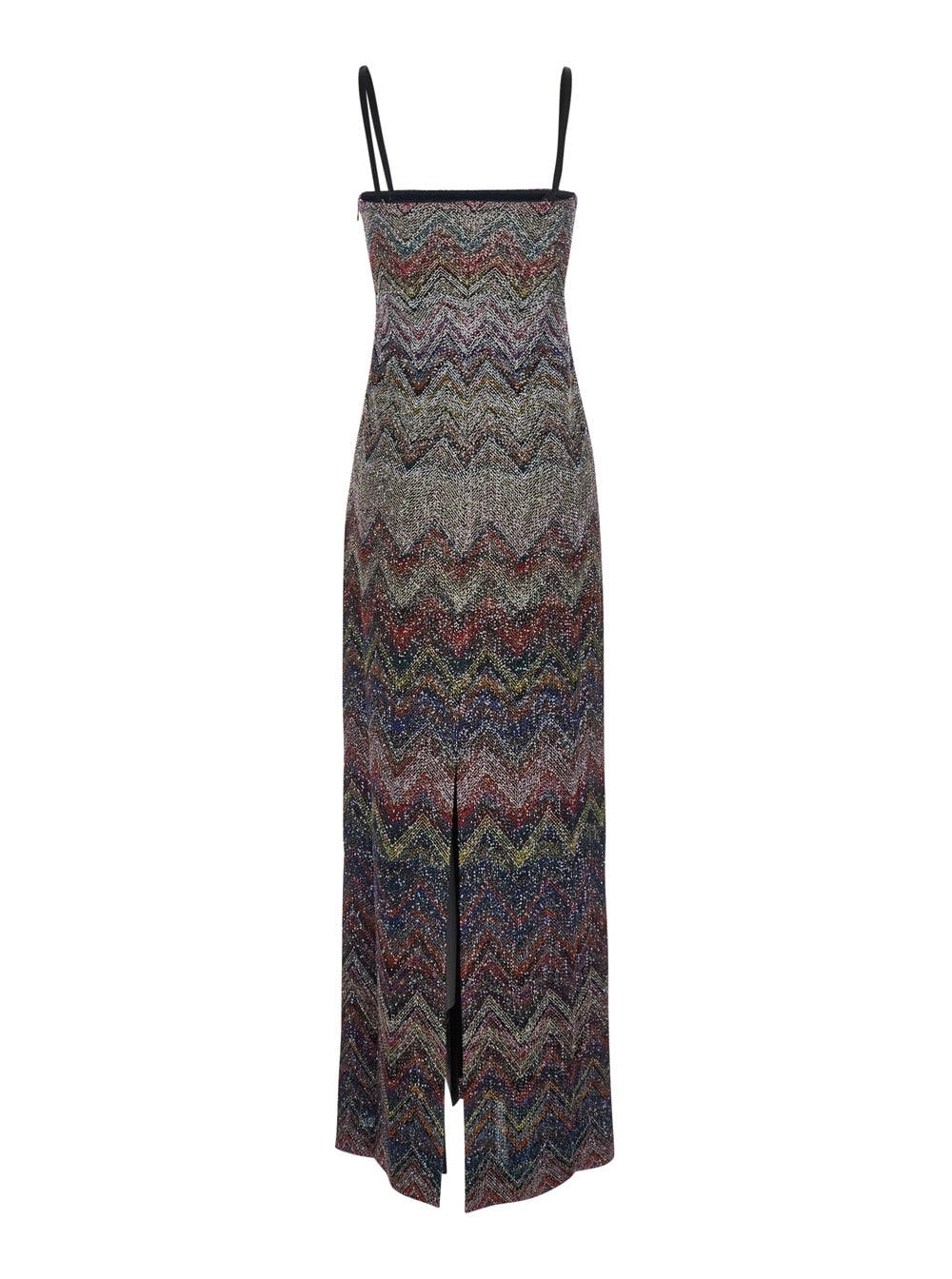 Missoni Multicolor Long Dress With Zigzag Motif In Fabric Woman In Multi