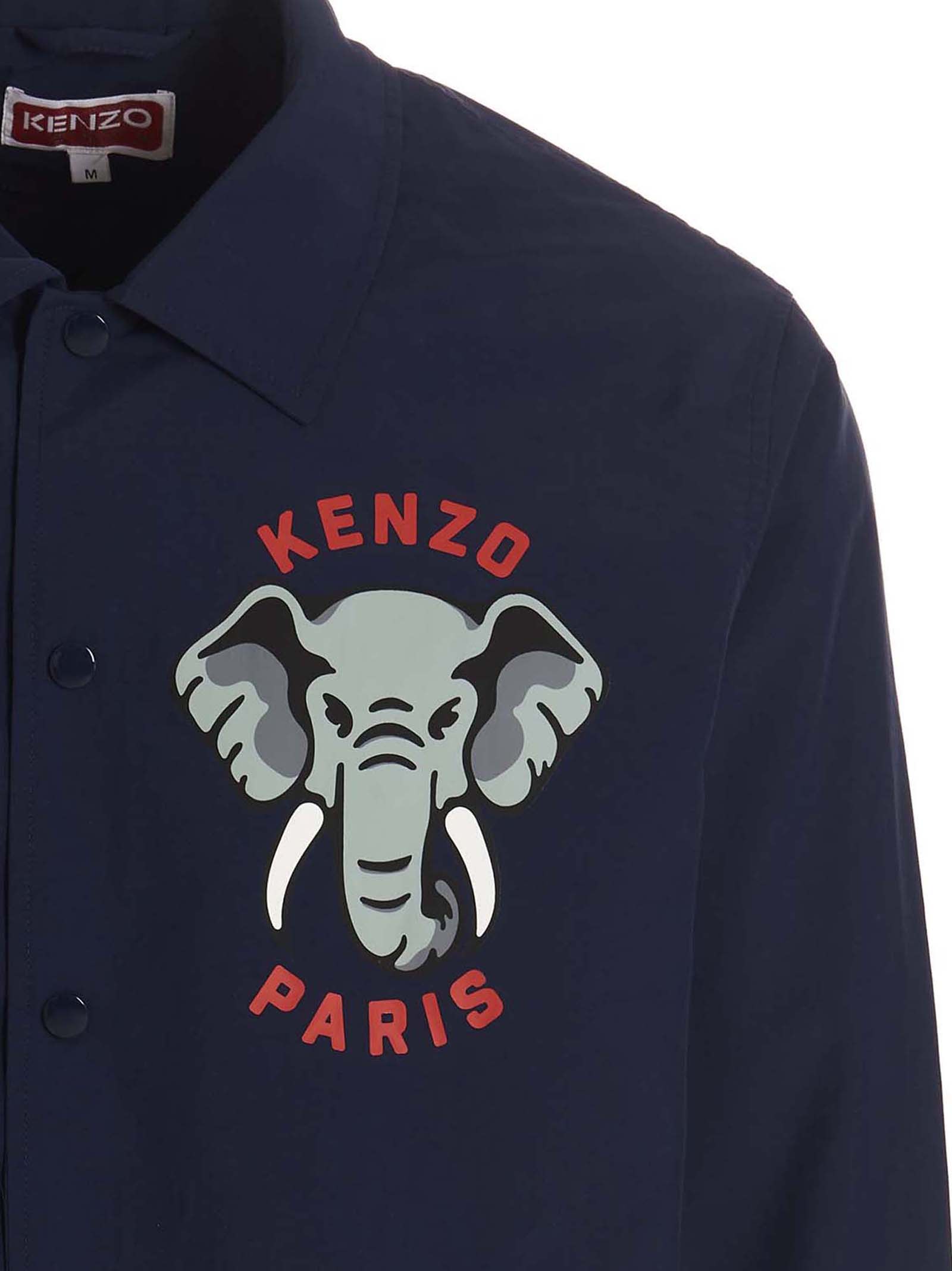 Shop Kenzo Logo Print Nylon Jacket In Blue