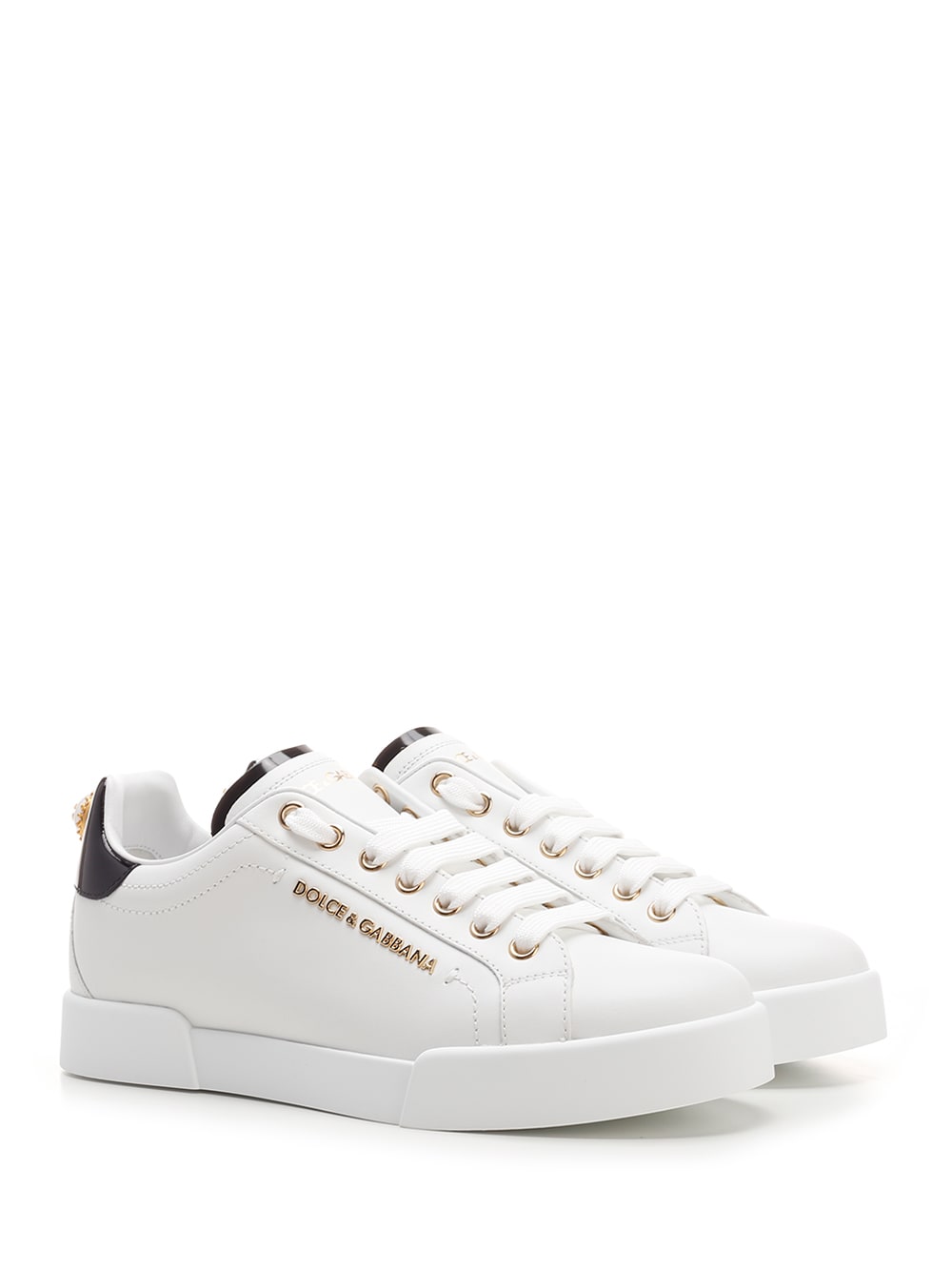 Shop Dolce & Gabbana Embellished Sneakers In Bianco Oro