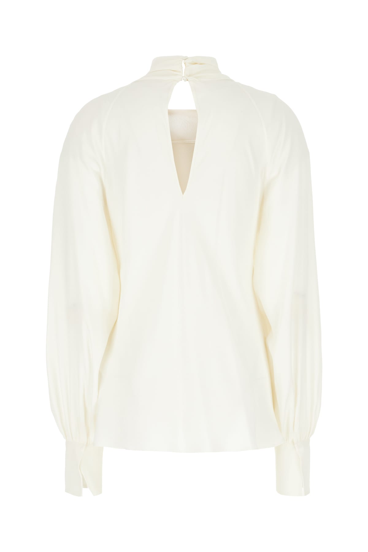 Shop Genny Ivory Acetate Blend Blouse In Bianco Latte