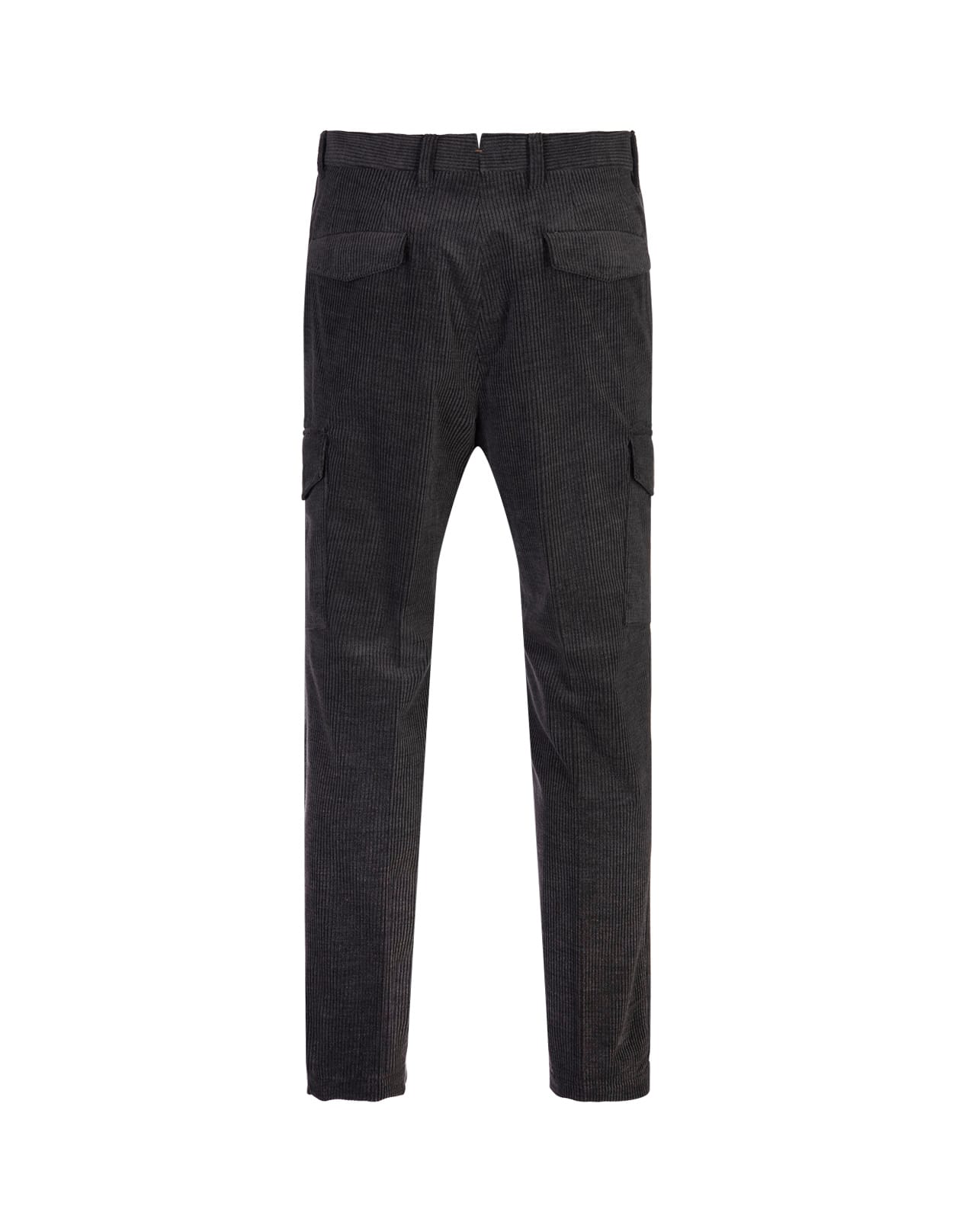 Shop Hugo Boss Anthracite Corduroy Cargo Trousers In Grey