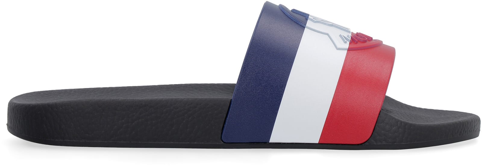 Shop Moncler Basile Rubber Slides In Blu/rosso/bianco