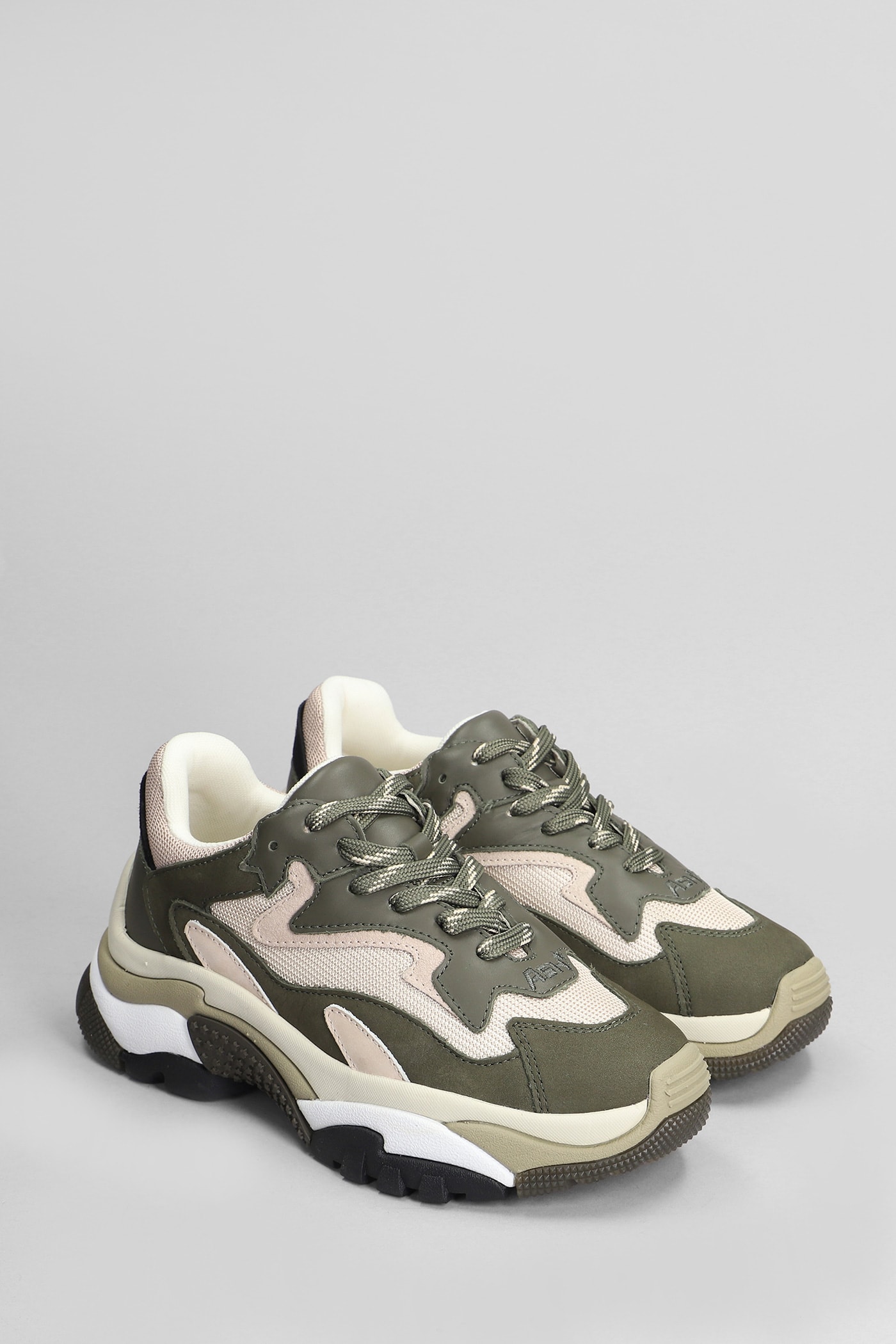 Shop Ash Addict Sneakers In Green Leather And Fabric