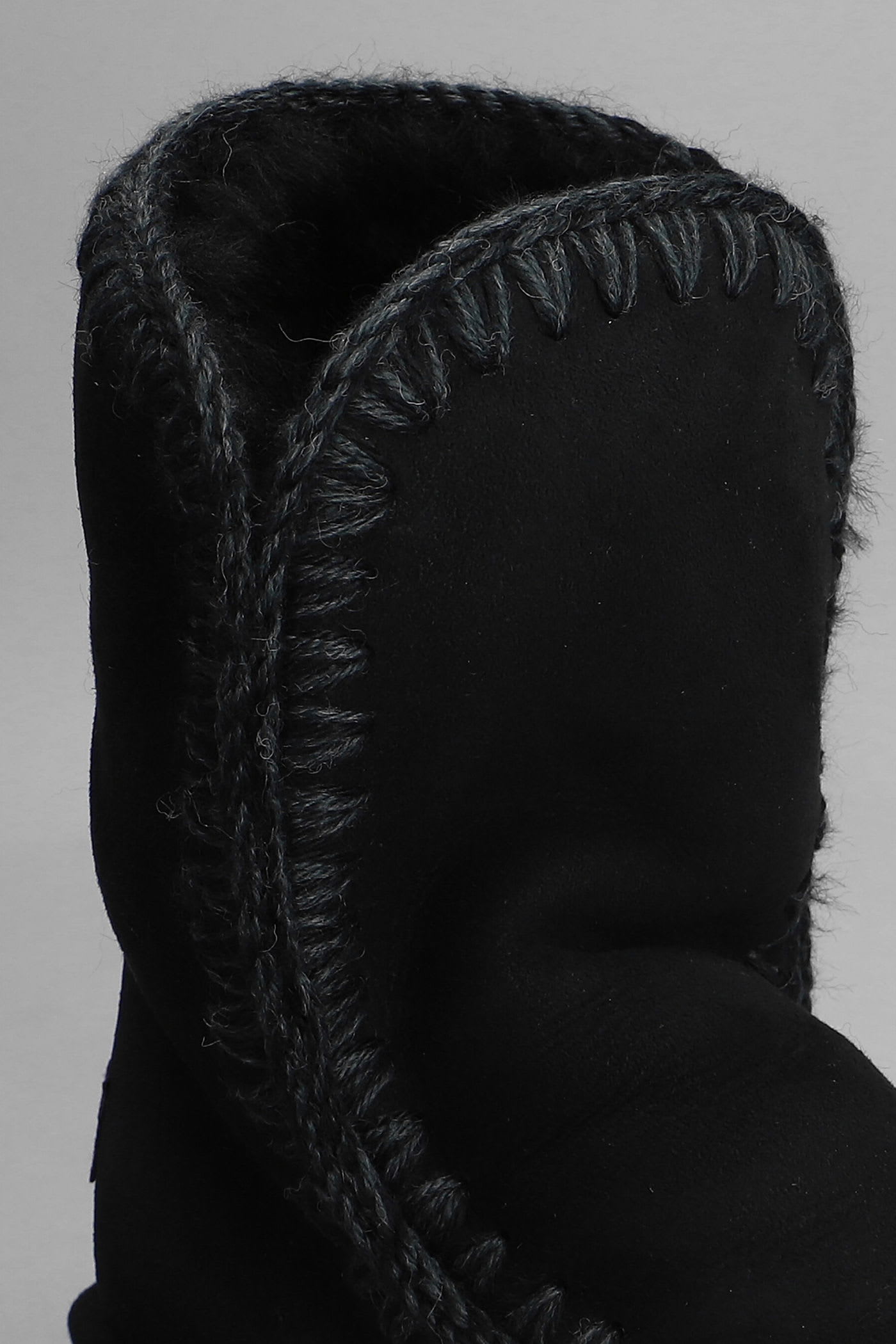 Mou Eskimo 24 Low Heels Ankle Boots In Black Suede In Black