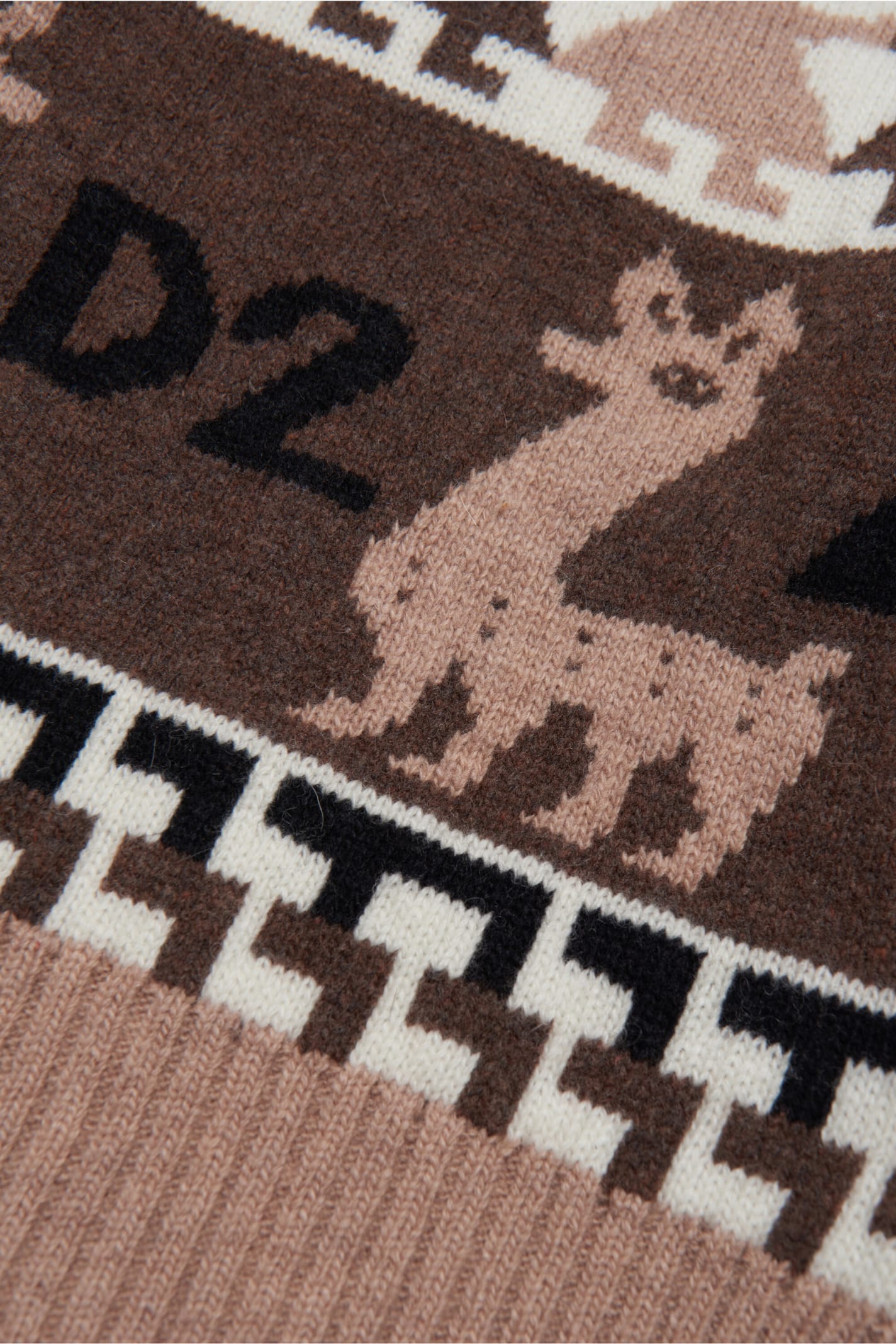 Shop Dsquared2 D2k155u Knitwear Dsquared Inca Pattern Wool-blend Crew-neck Sweater In Light Brown