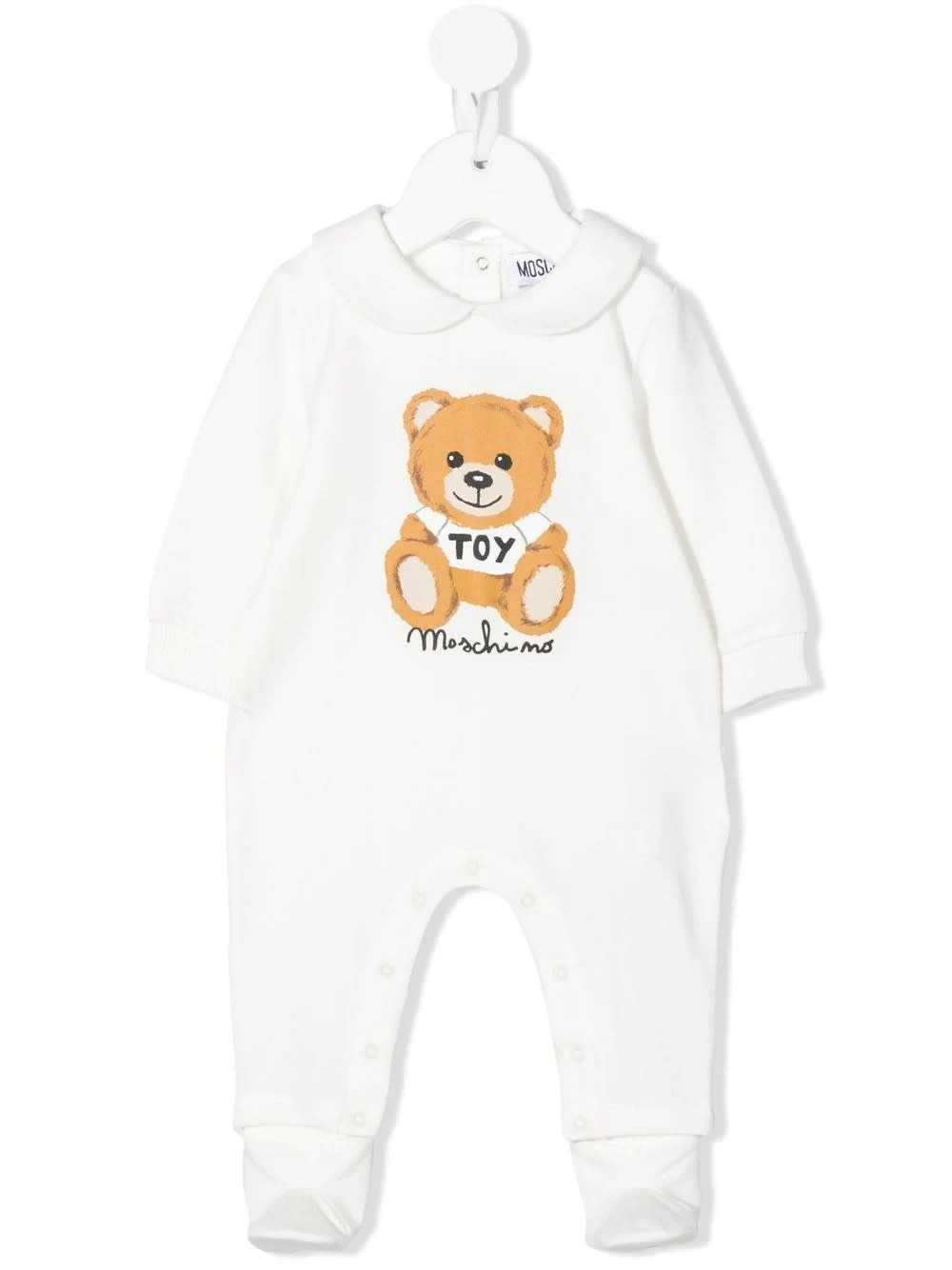 Moschino Baby White Romper With Teddy Bear Front Print