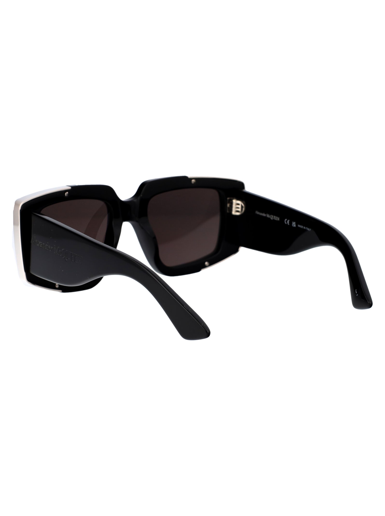 Shop Alexander Mcqueen Am0446s Sunglasses In 001 Black Black Grey