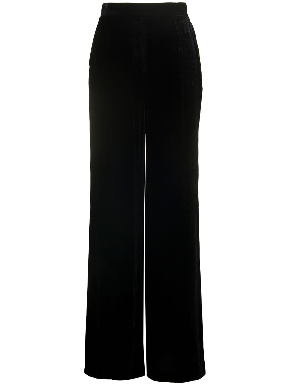 Shop Alberta Ferretti Loose Black Pants With Invisible Zip In Velvet Woman