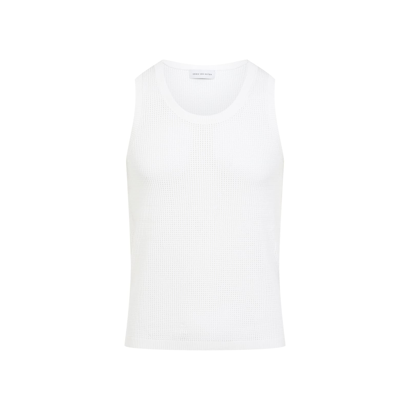 Dries Van Noten White Ribbed Tank Top In White