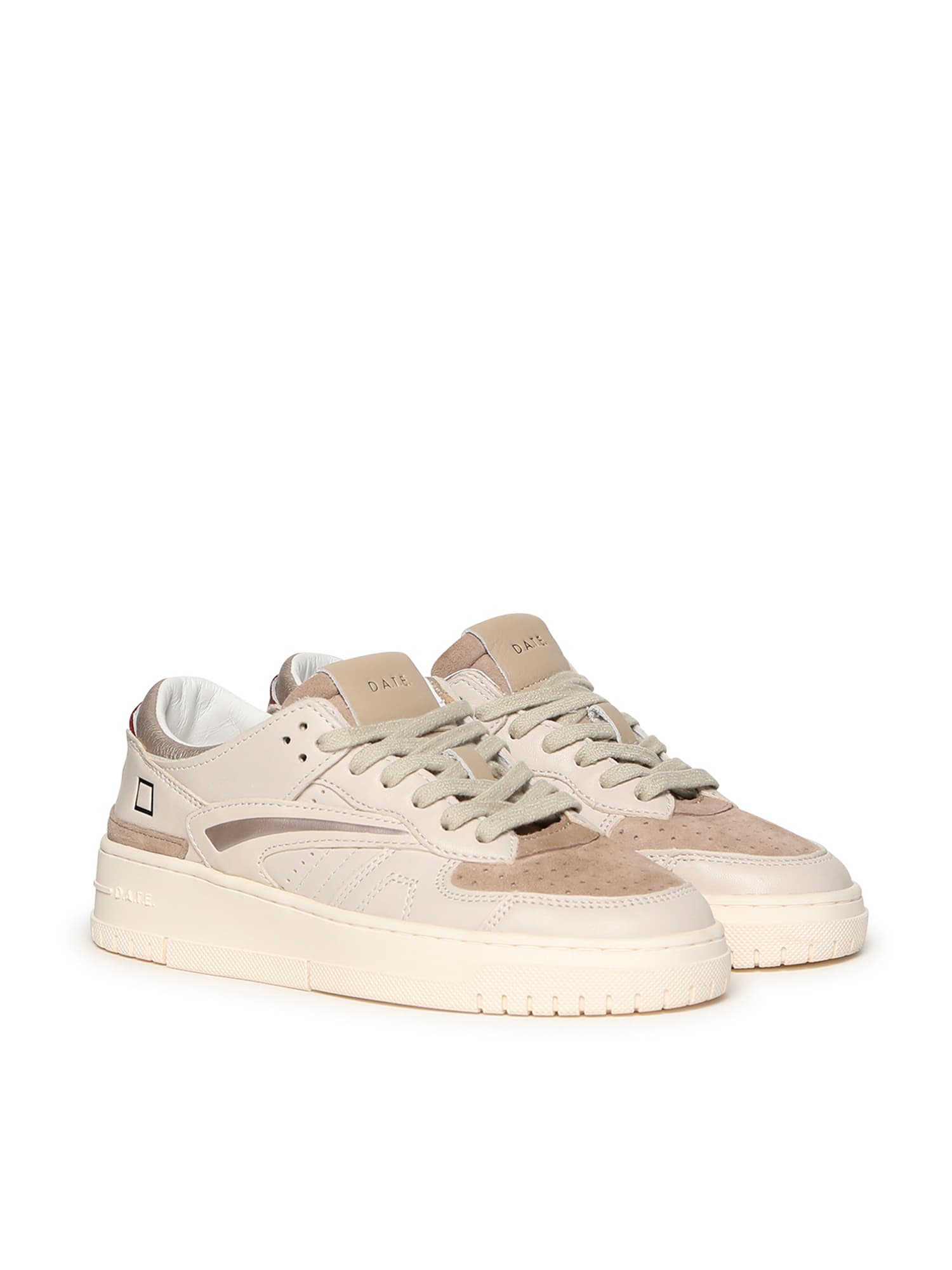 Date Torneo Shiny Leather Sneakers In White