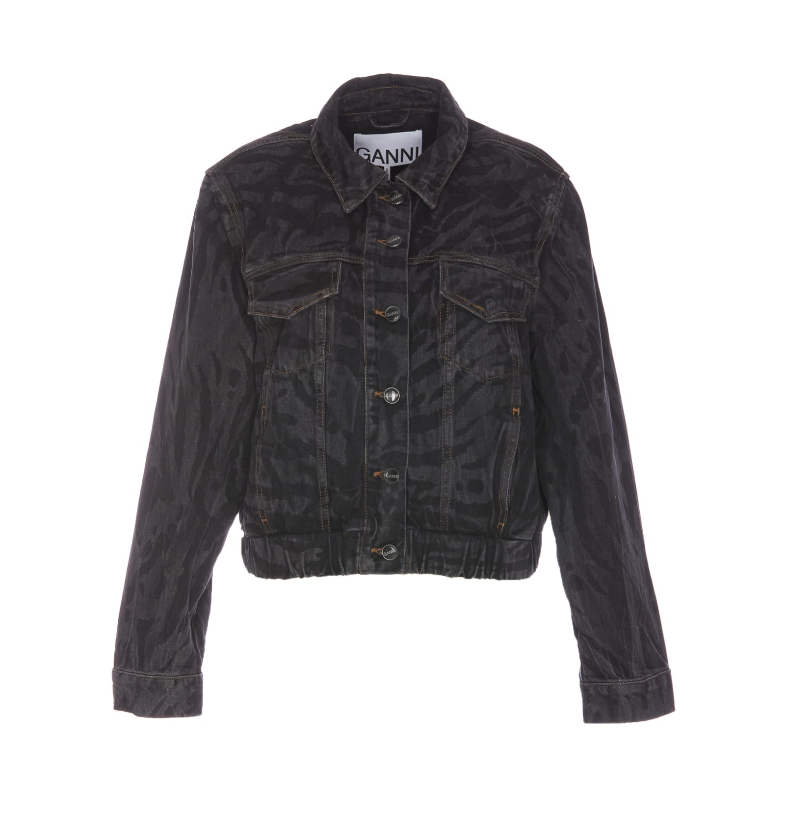 Shop Ganni Denim Jacket In Black