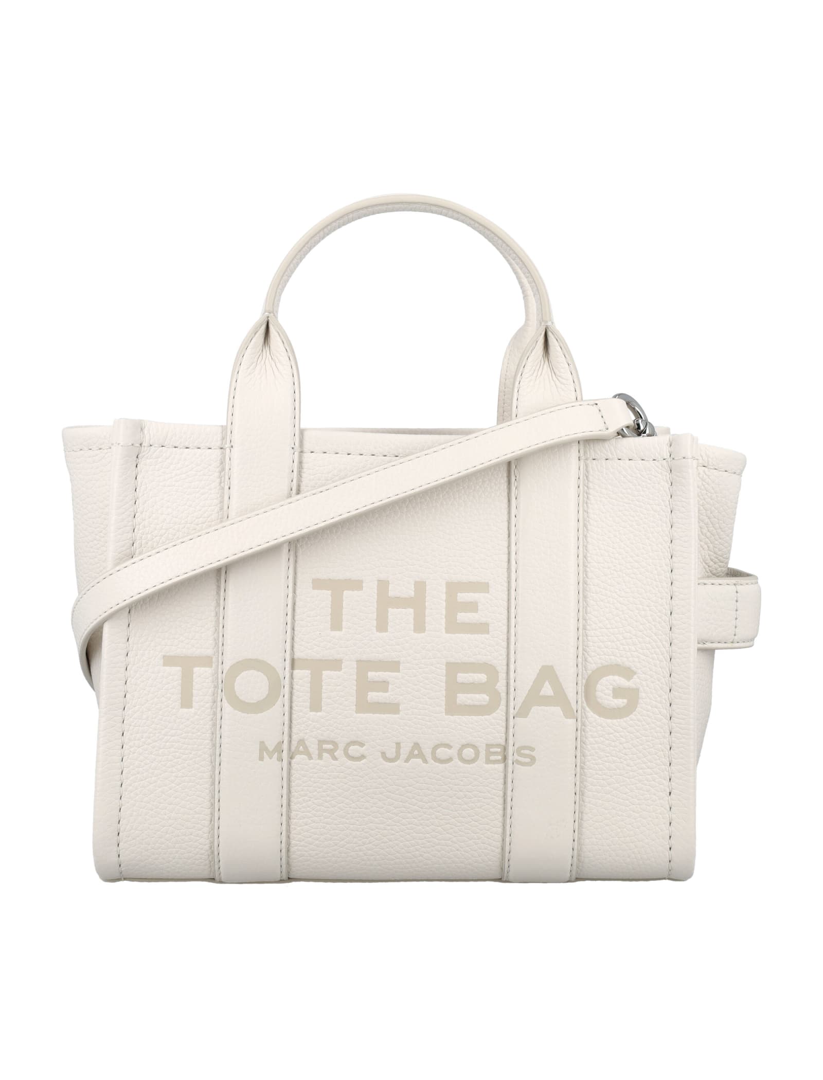 Marc Jacobs The Mini Tote Leather Bag In Silver