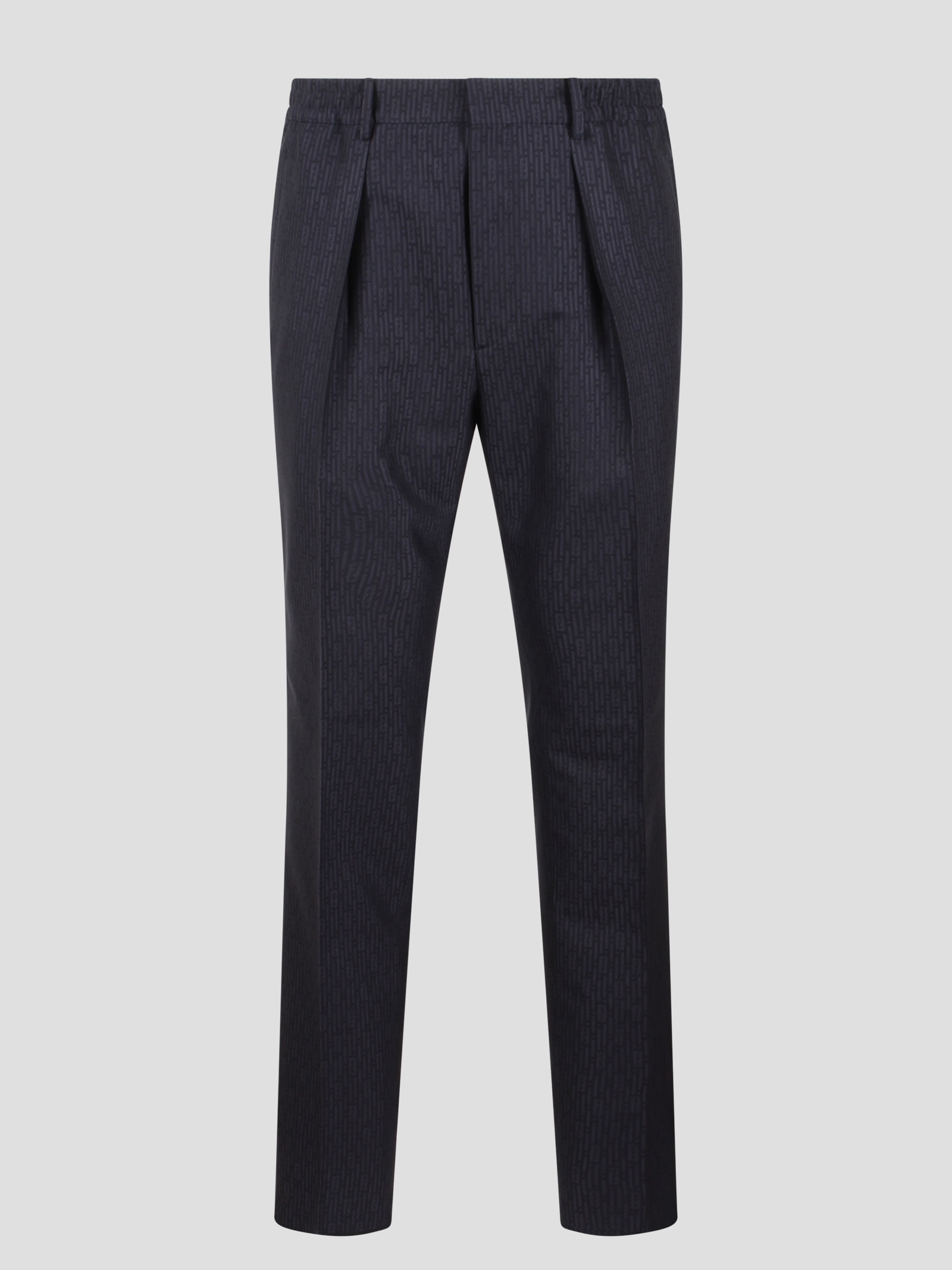 FENDI FF STRIPES JACQUARD WOOL TROUSERS