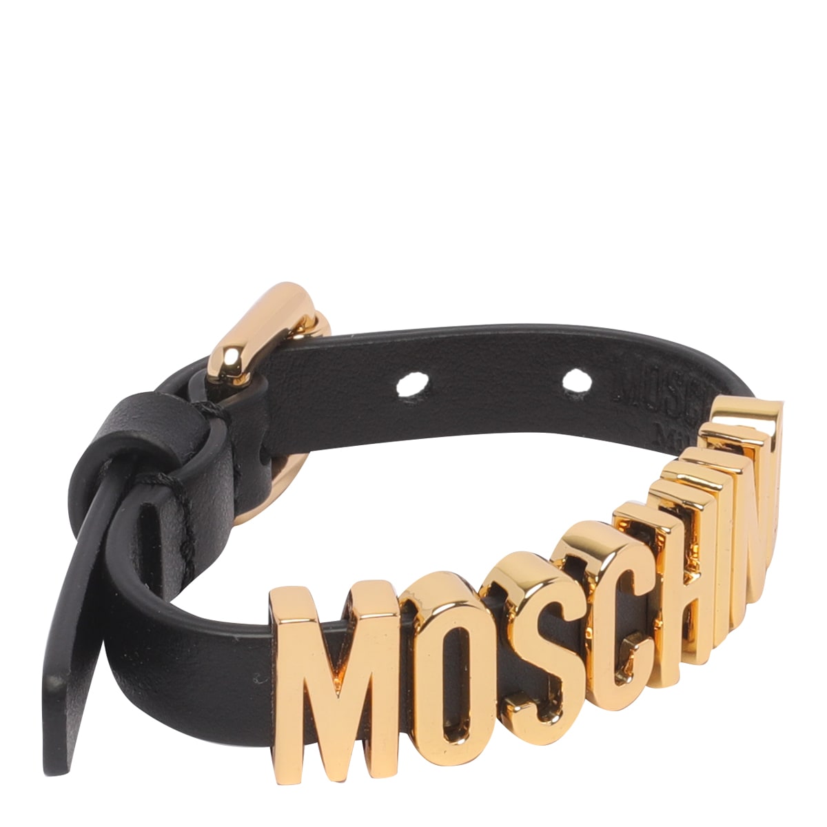 Shop Moschino Lettering Logo Bracelet In Black