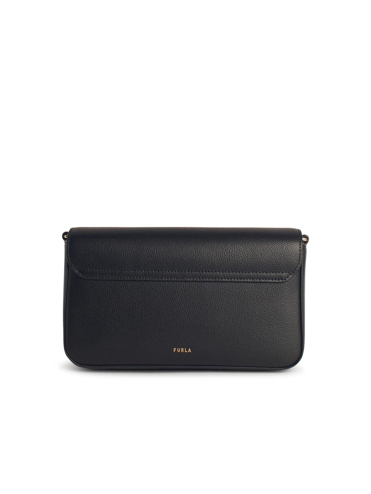 Furla Iride Clasp-fastening Leather Shoulder Bag In Black