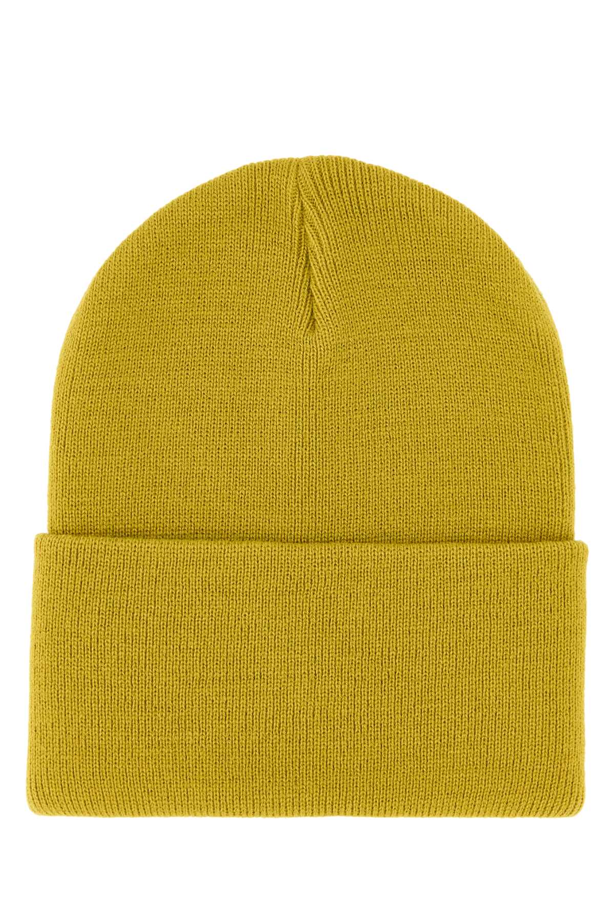 Carhartt Mustard Logo Patch Beanie Hat In Goldenolive
