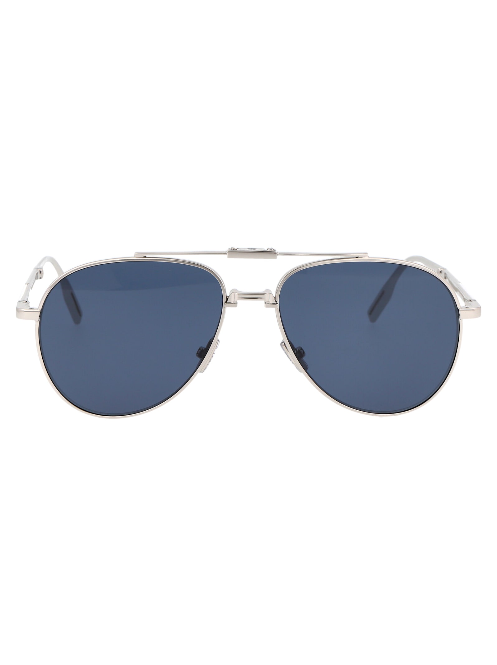 Dior 90 A1u Sunglasses In F0b0 Shiny Palladium / Blue