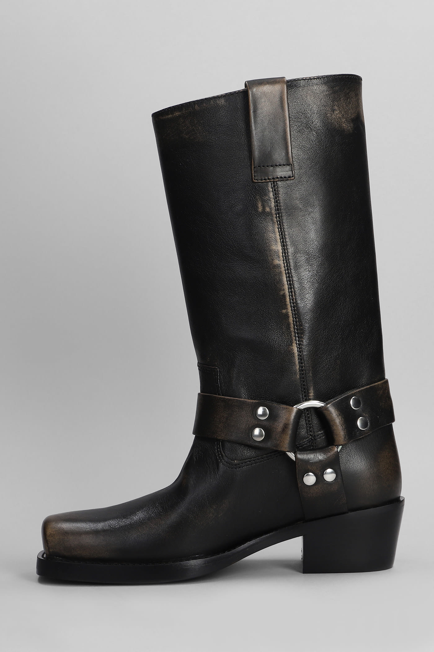 Paris Texas Roxy Boot Texan Boots In Black Leather In Multi