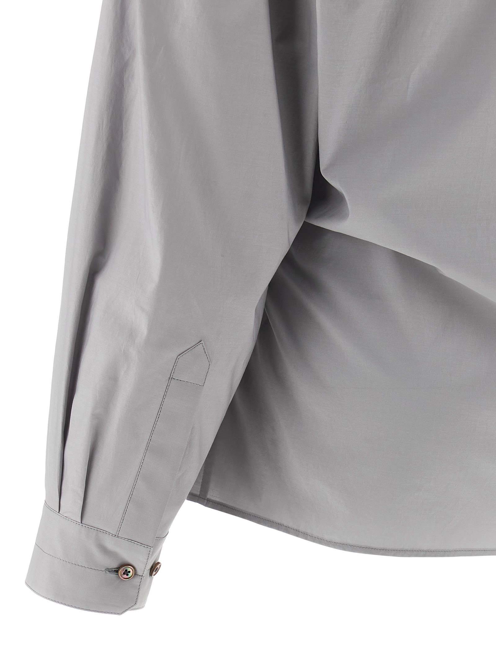 Lemaire Straight Collar Twisted Shirt In Gray