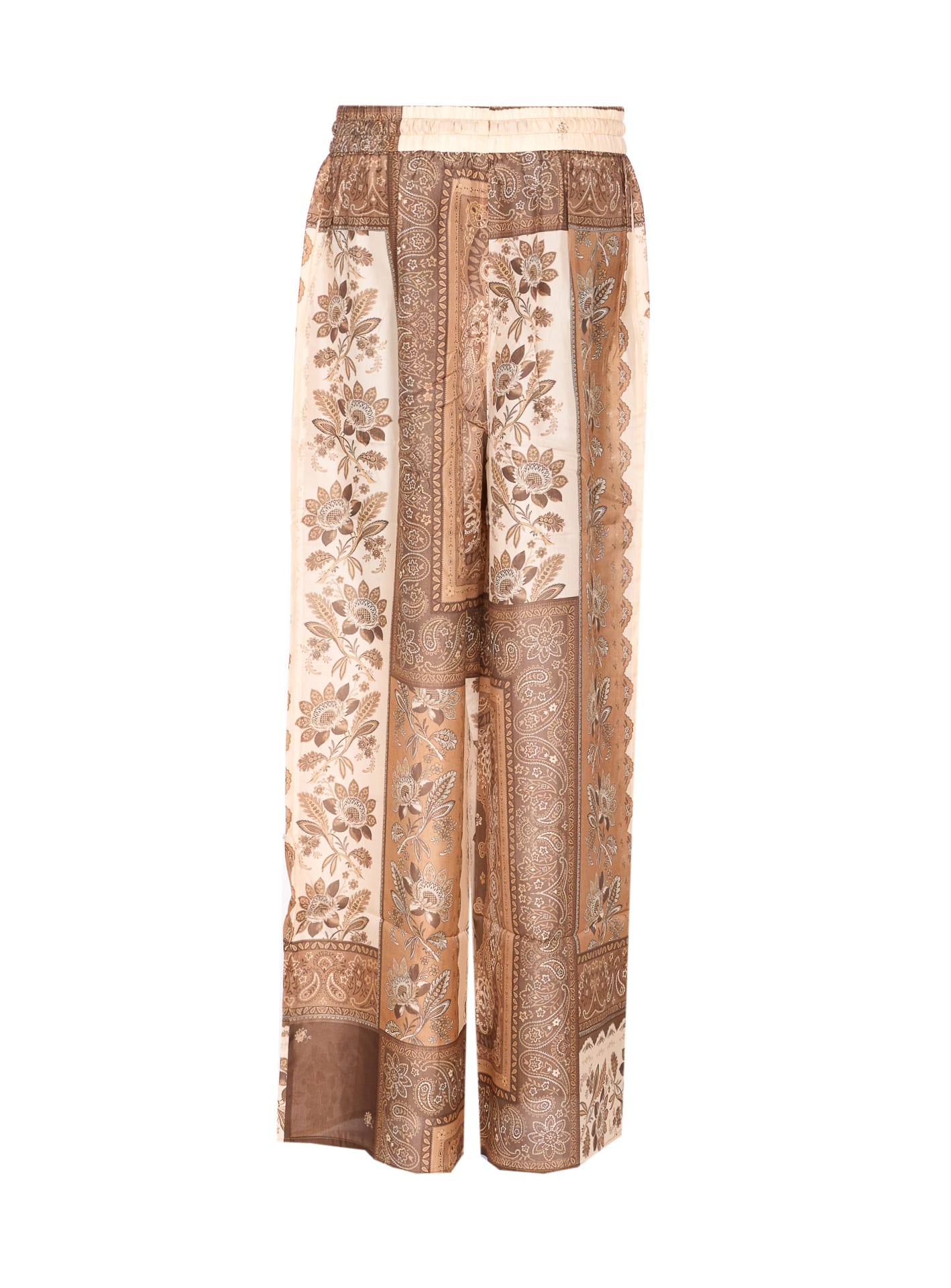 Zimmermann Lucky Printed Silk Trousers In Brown