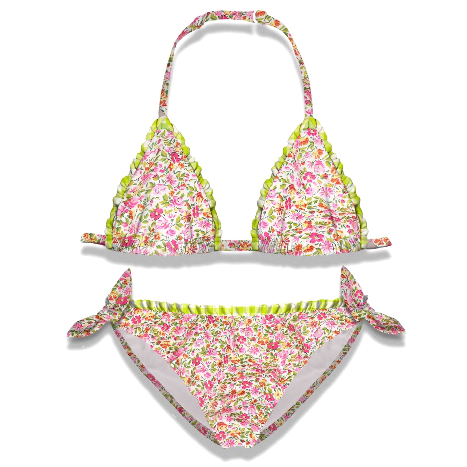 Mc2 Saint Barth Kids' Liberty Fabric Bikini Girls In Green