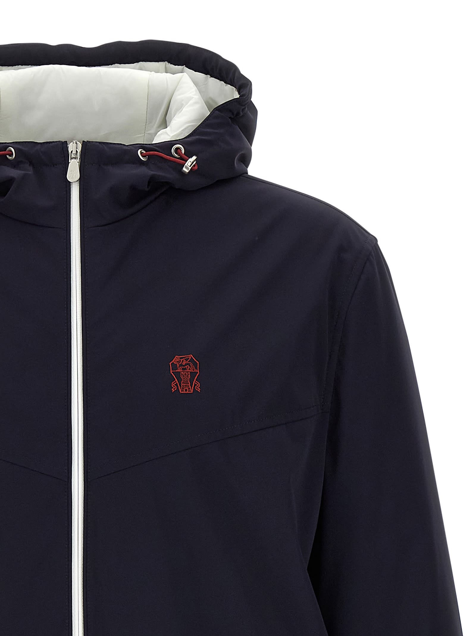Brunello Cucinelli Waterproof Hooded Jacket In Blue