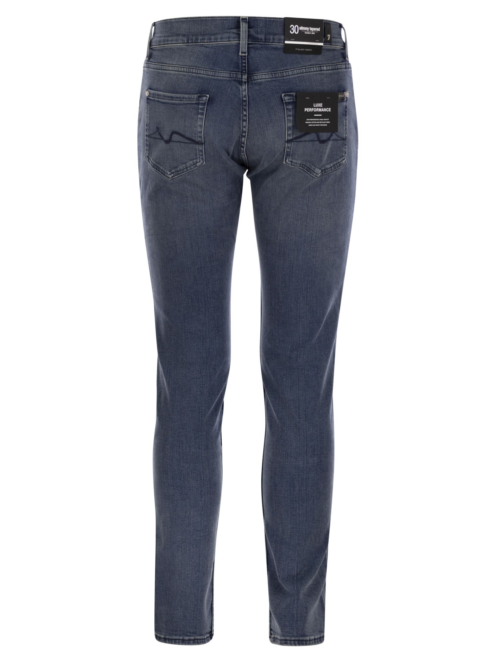 7 For All Mankind Slimmy Tapered Globe - Skinny Medium-waisted Jeans In Blue Denim