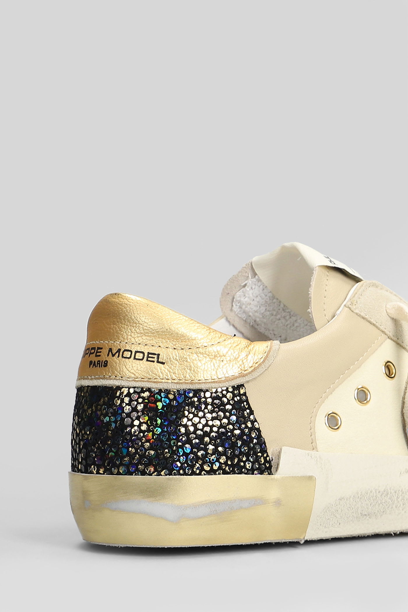 Philippe Model Prsx Low Sneakers In Beige Leather And Fabric In Neutral