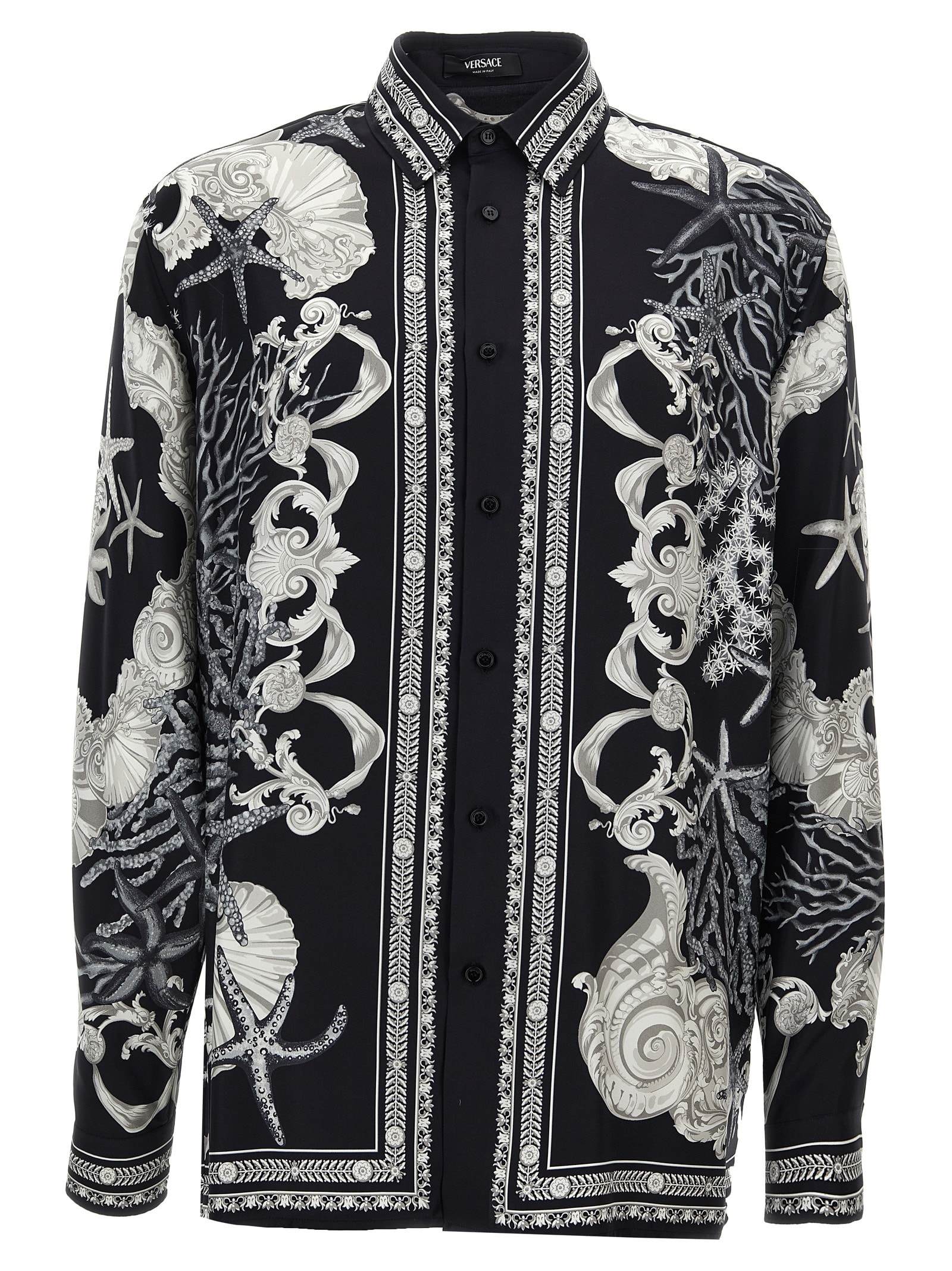 Shop Versace Barocco Sea Shirt In White/black