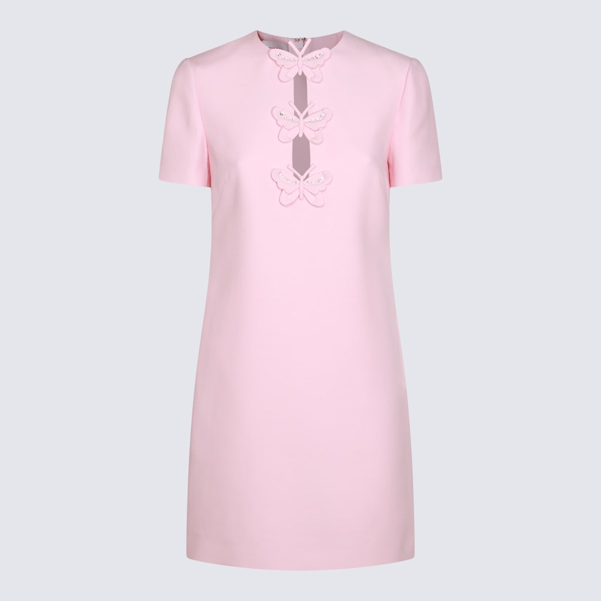 Shop Valentino Pink Wool Mini Dress In Confit