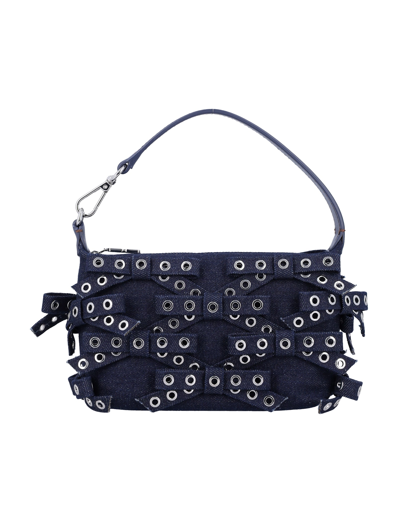 Denim Small Bow Eyelet Butterfly Pouch Bag