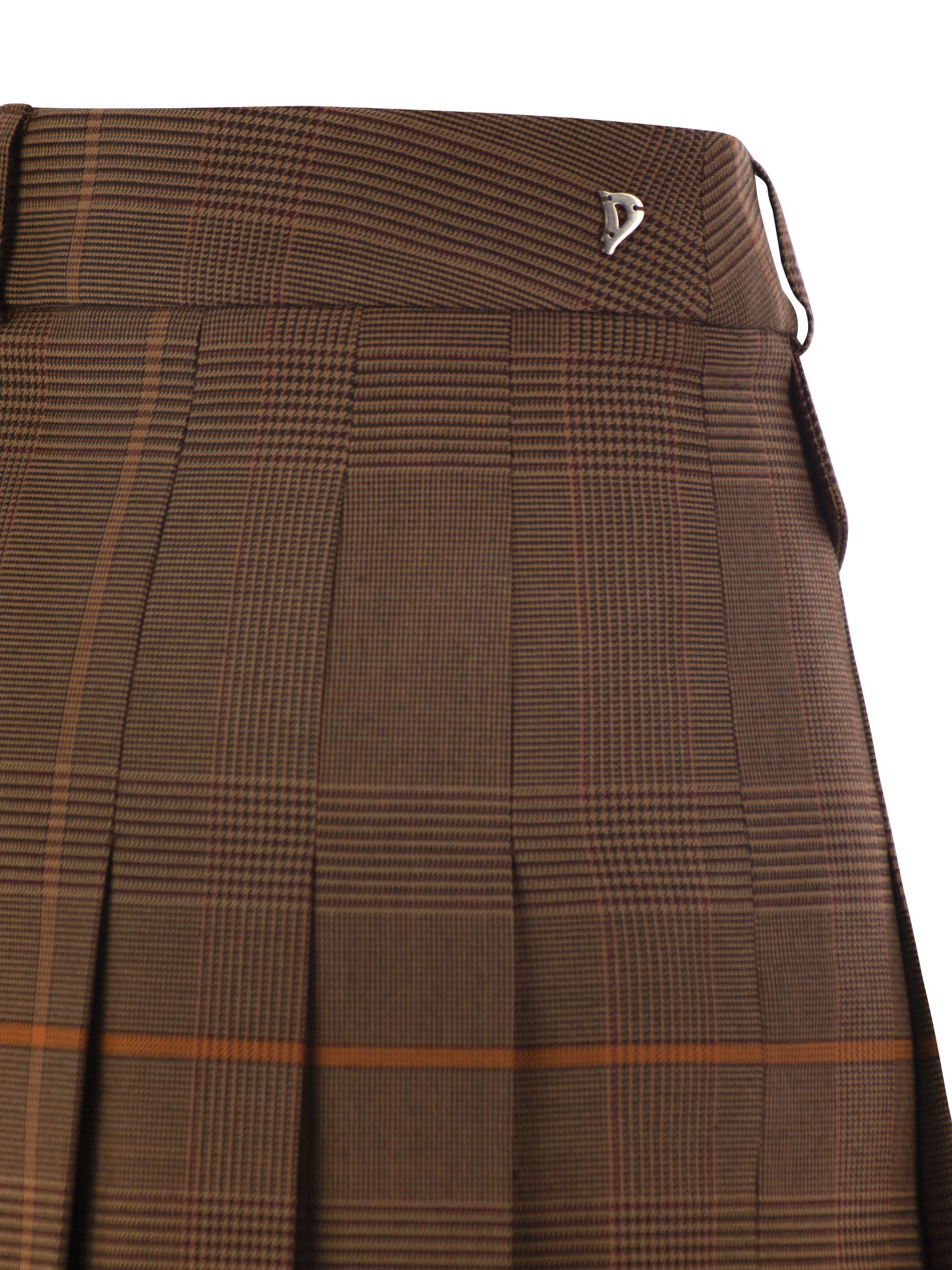 Dondup Prince Of Wales Mini Skirt In Brown