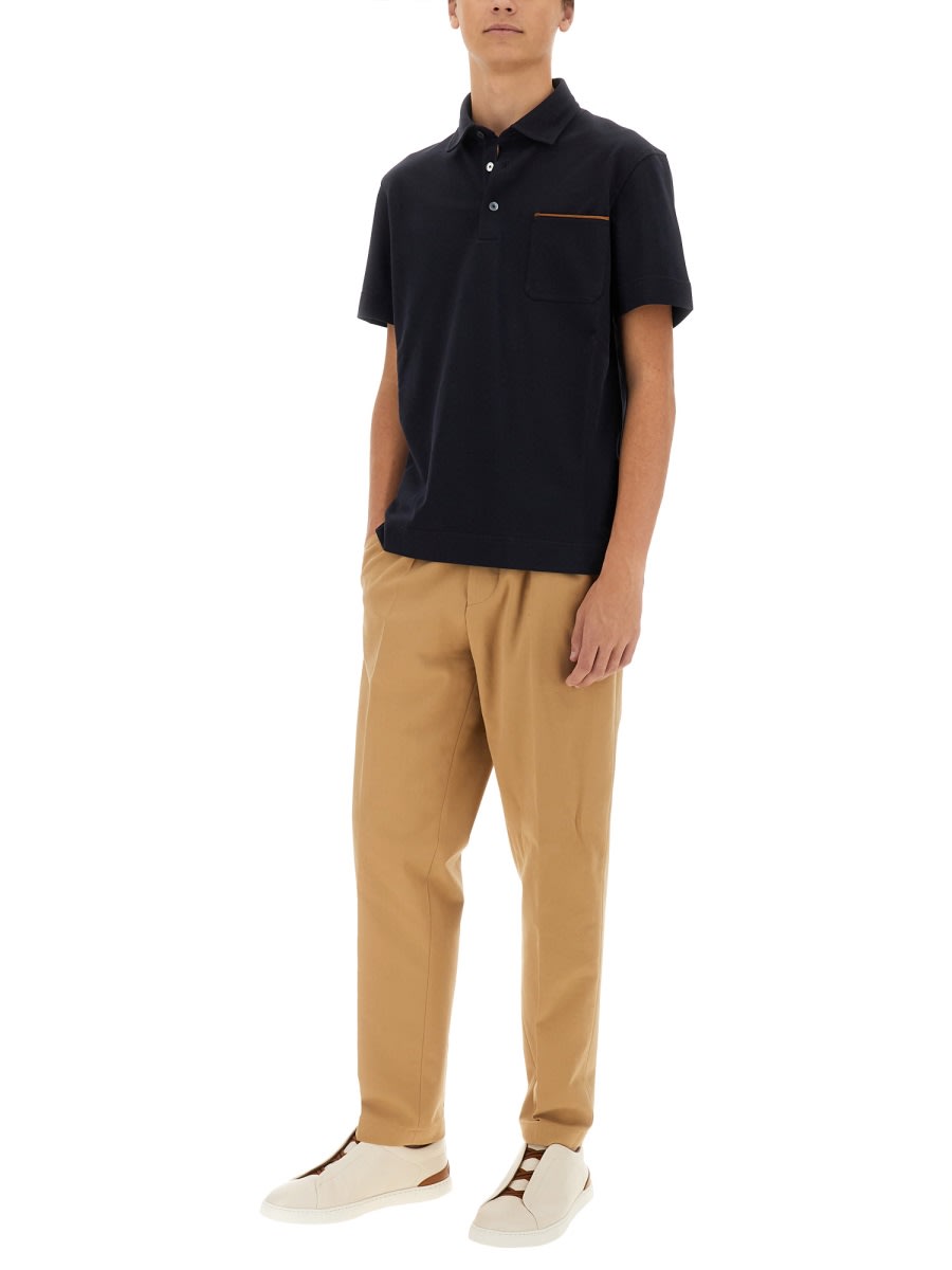 Shop Zegna Cotton Polo In Blue