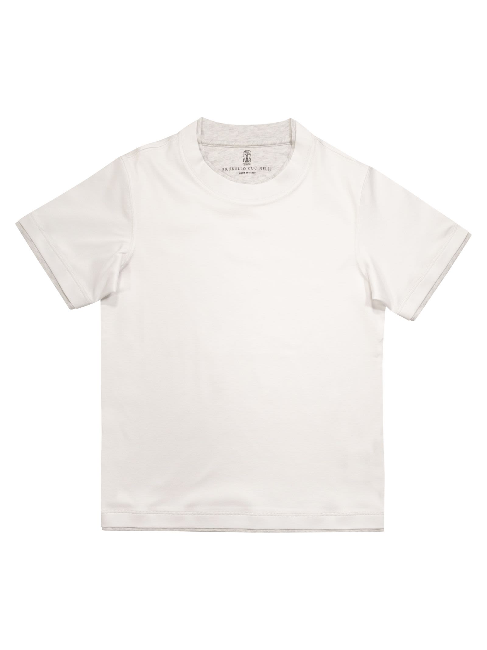 Brunello Cucinelli Kids' Cotton Jersey T-shirt With Faux-layering In Neutral