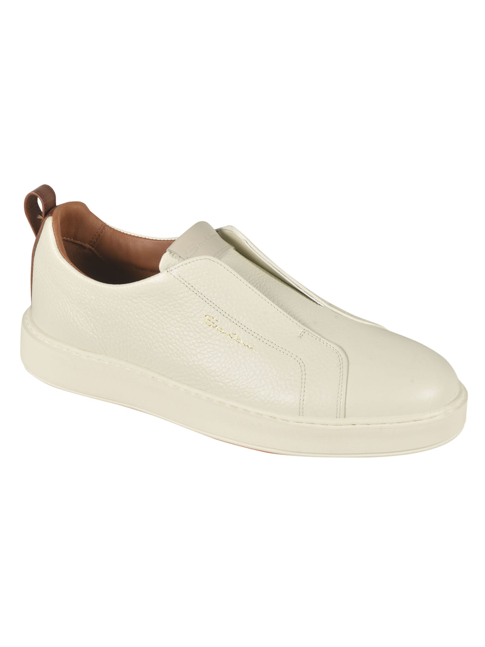 Shop Santoni Logo Open Toe Sneakers In White