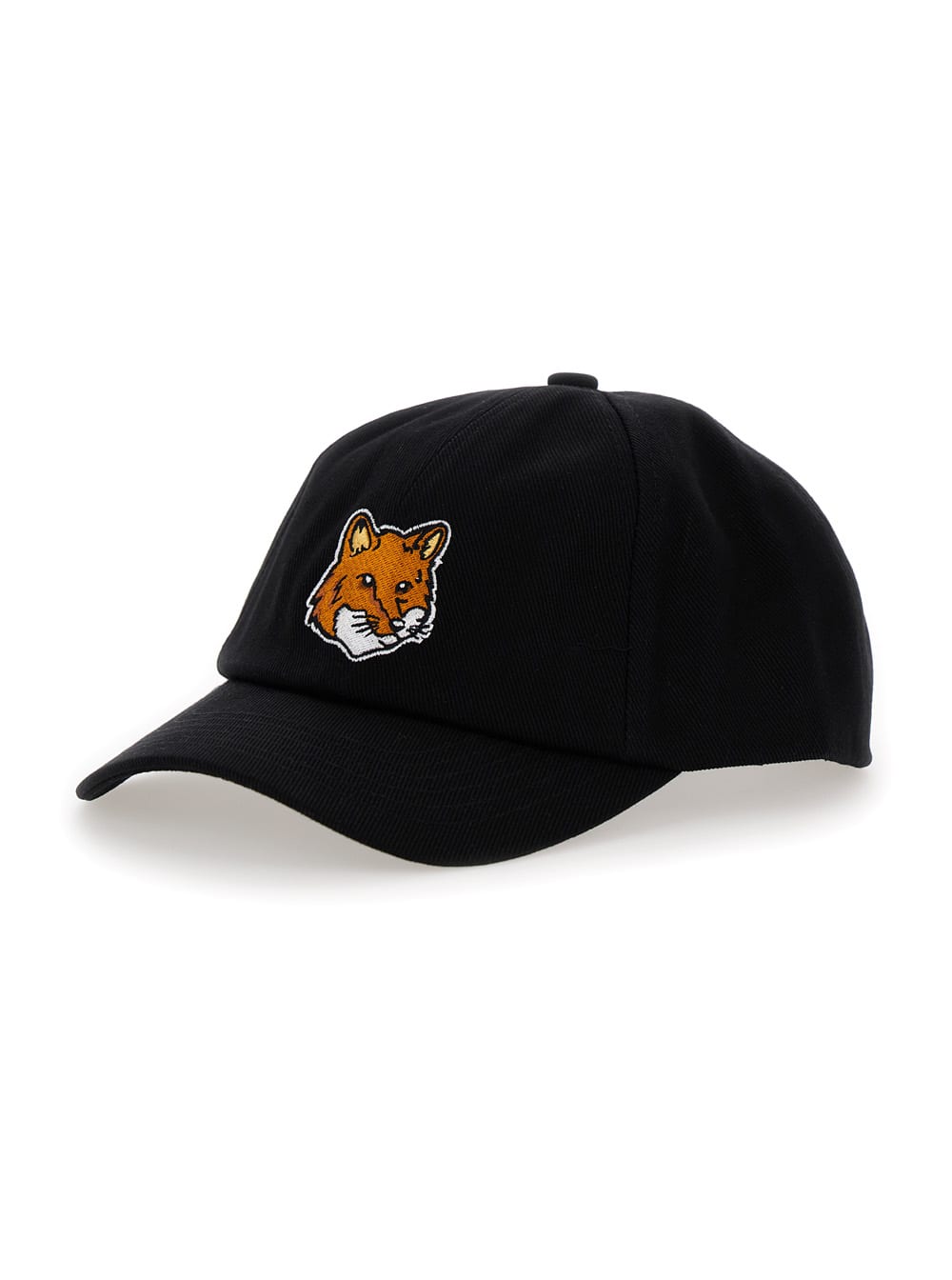 Maison Kitsuné Black Baseball Cap With Fox Head Patch In Cotton Man