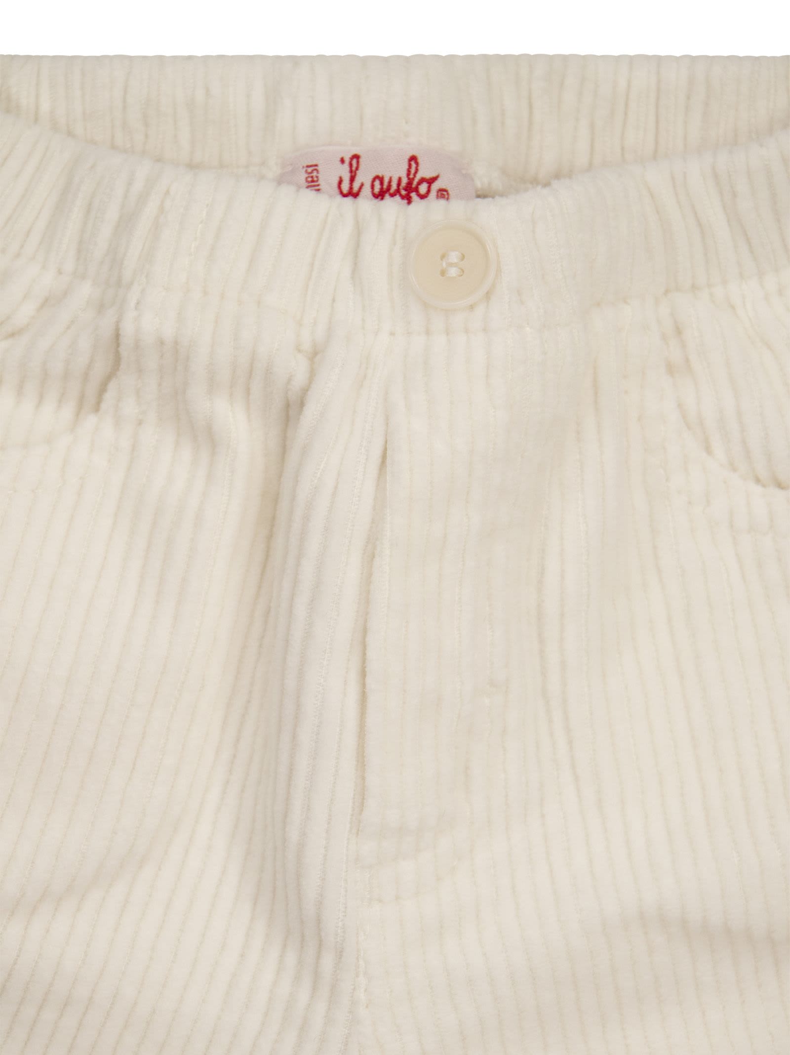 Shop Il Gufo Ribbed Velvet Trousers In White
