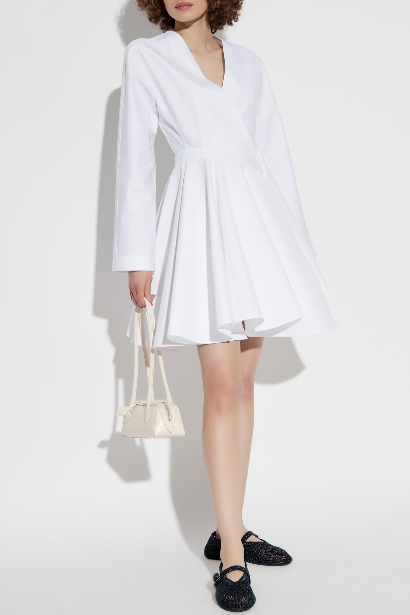 Alaïa Womens Spiral-belt Pleated Cotton-poplin Mini Dress Blanc