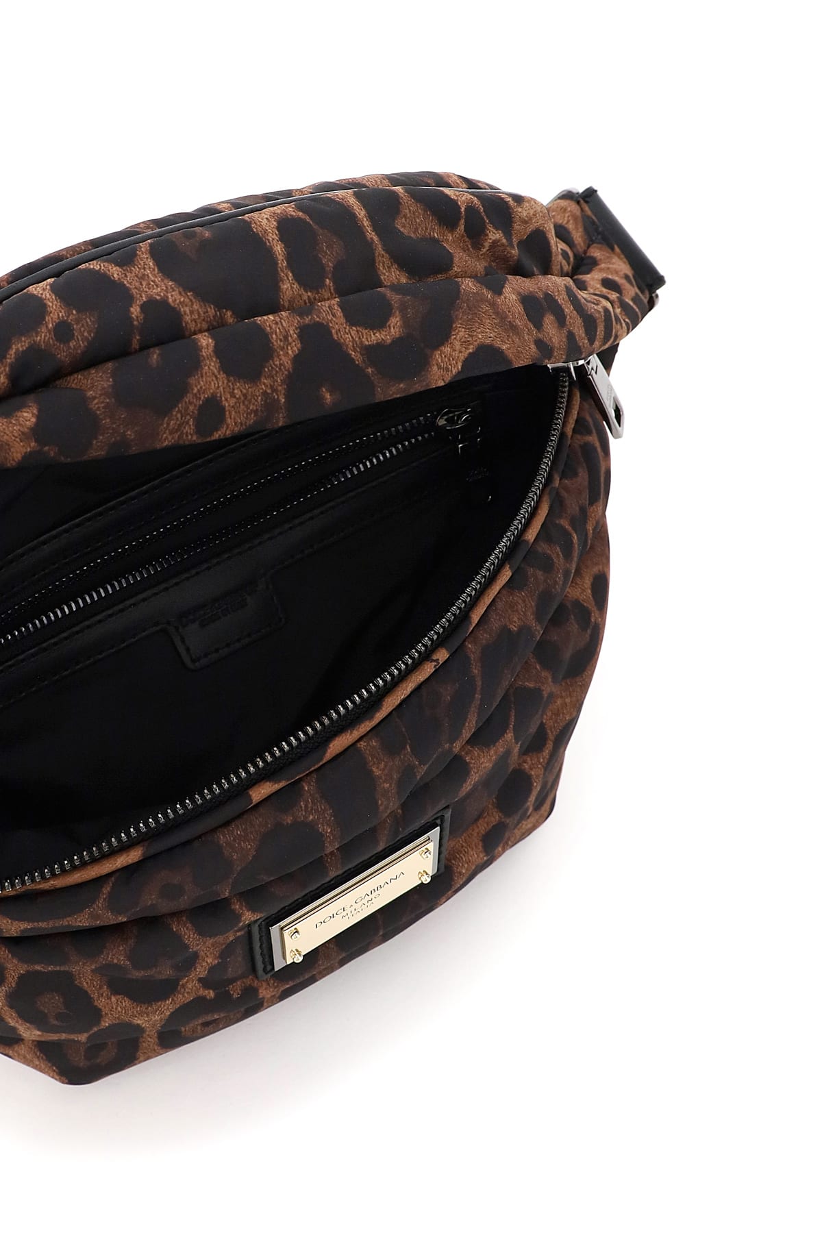 Shop Dolce & Gabbana Leopard-print Nylon Beltbag In Leo Fdo Naturale (brown)