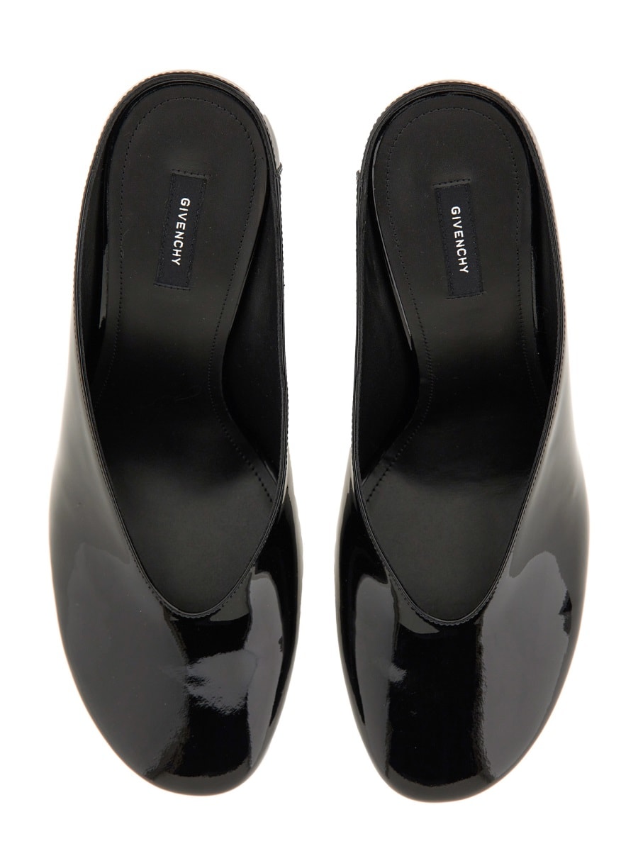 Givenchy Glossy Finish Curved Heel Pointed Toe Mules In Multi