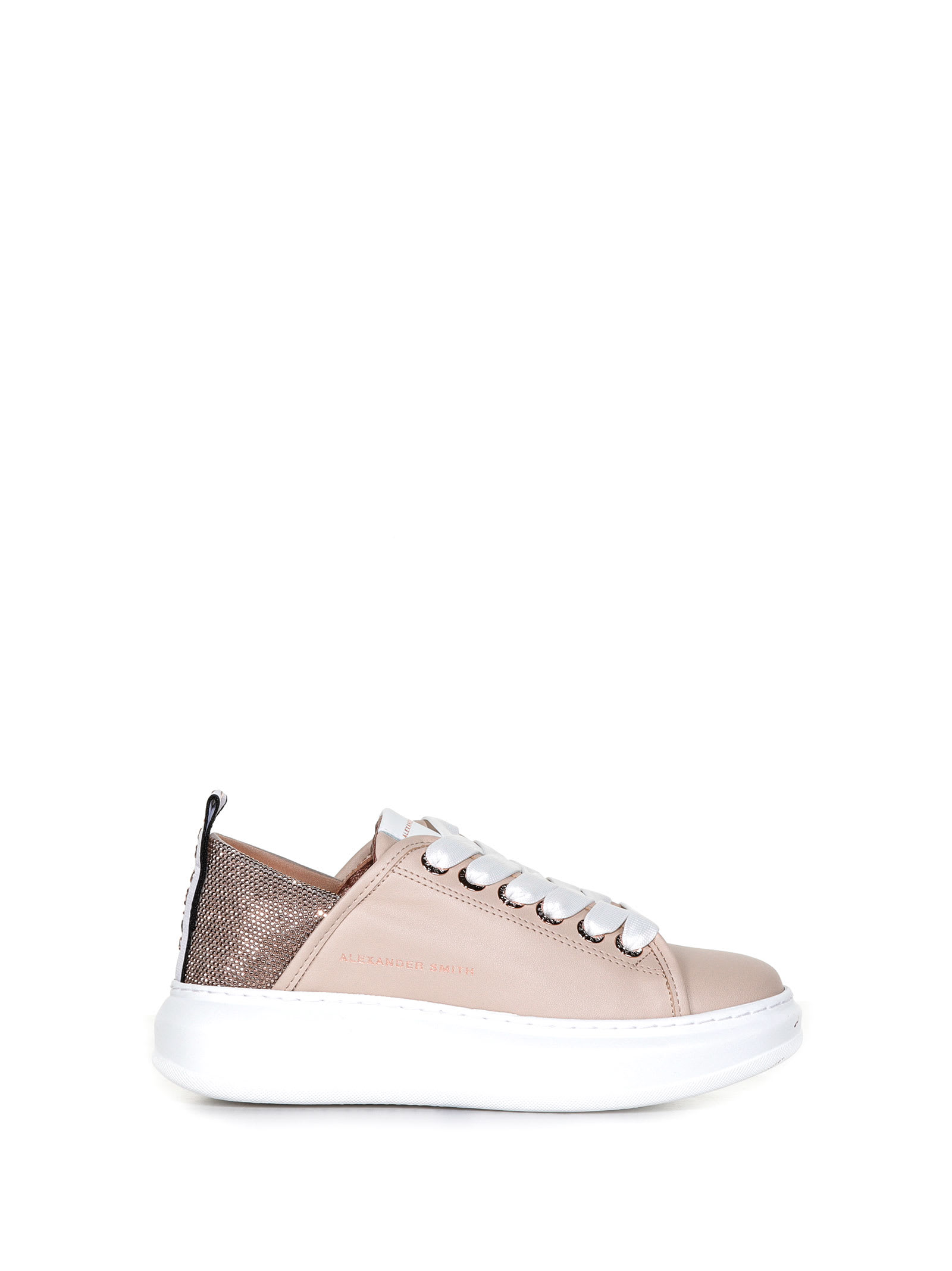 Alexander Smith Leather Sneakers With Micro Studs In Sand