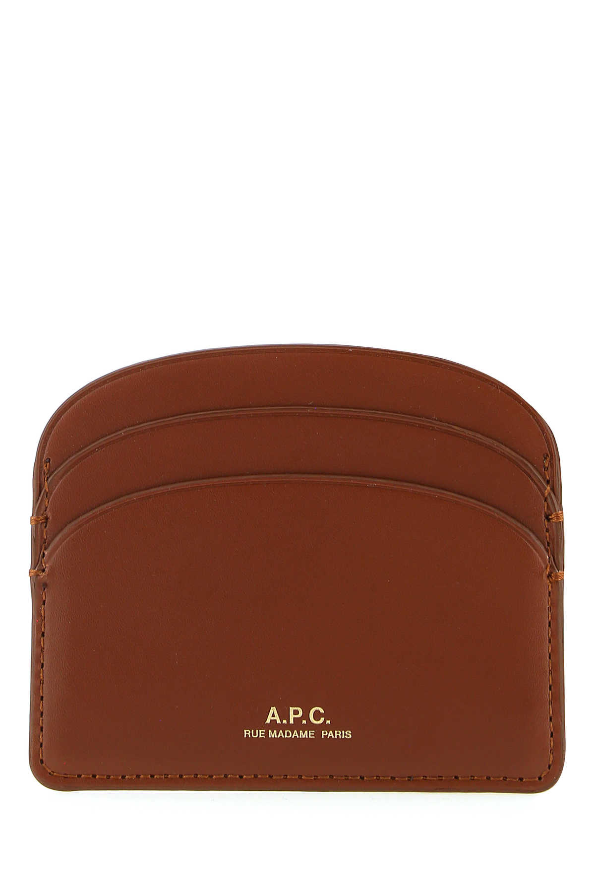 Shop Apc Brown Leather Card Holder In Cad