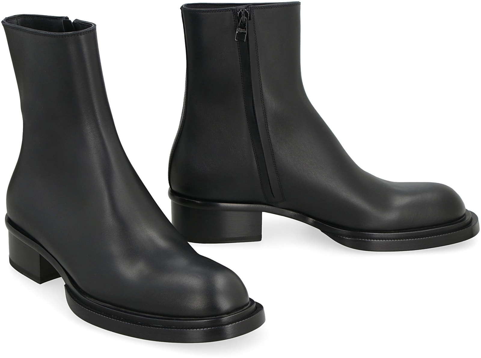Shop Alexander Mcqueen Stack Leather Ankle Boots In Black