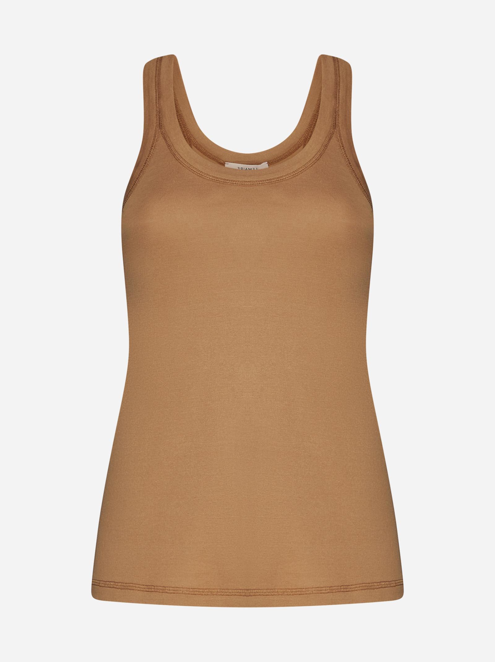 Shop Lemaire Cotton Tank Top In Burnt Sand