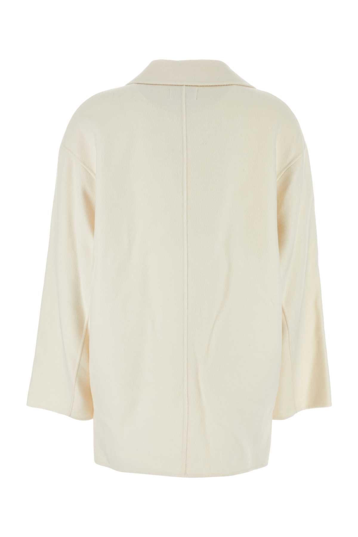 LOULOU STUDIO IVORY WOOL BLEND GARY COAT