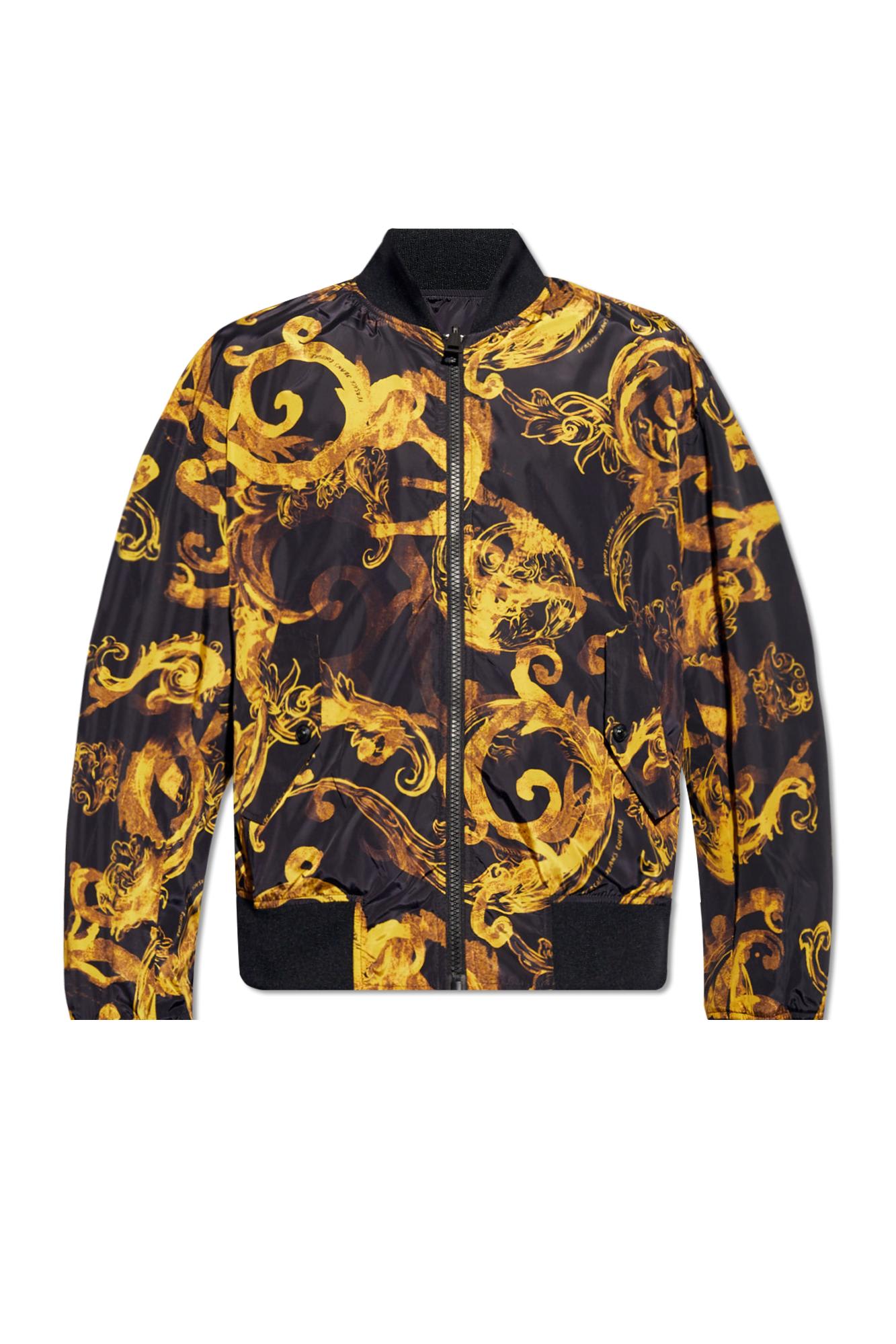 Shop Versace Jeans Couture Reversible Jacket In Black/yellow