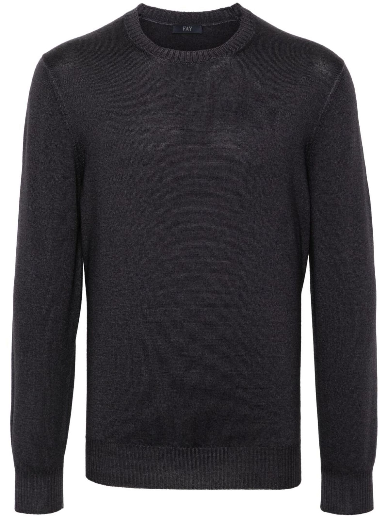 Shop Fay Charcoal Grey Virgin Wool Sweater