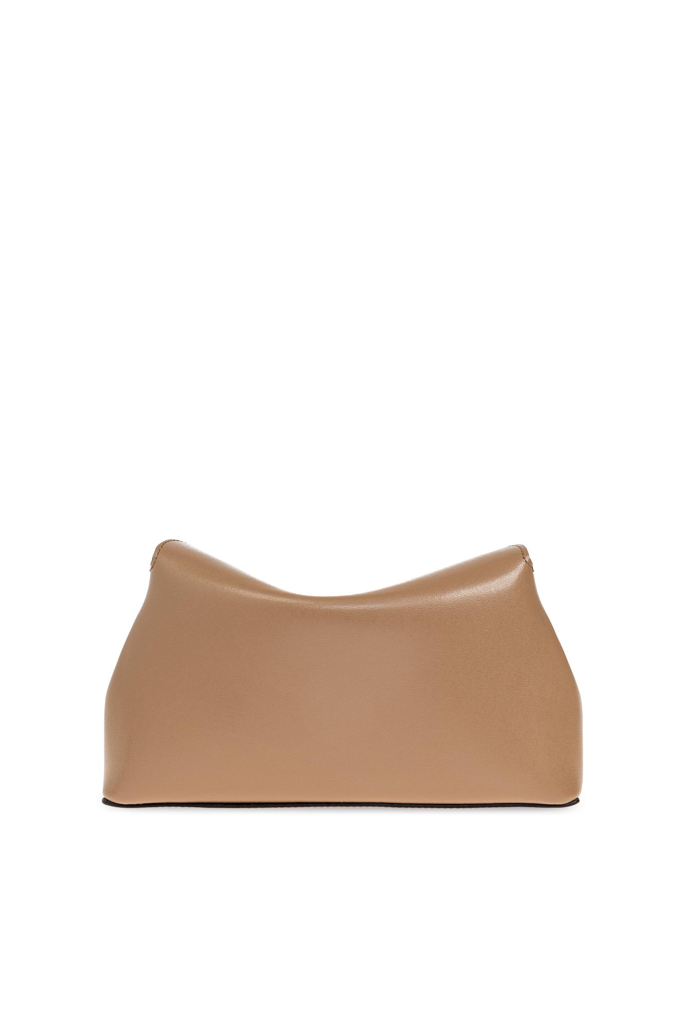 Totême Taupe T-lock Leather Clutch In Brown