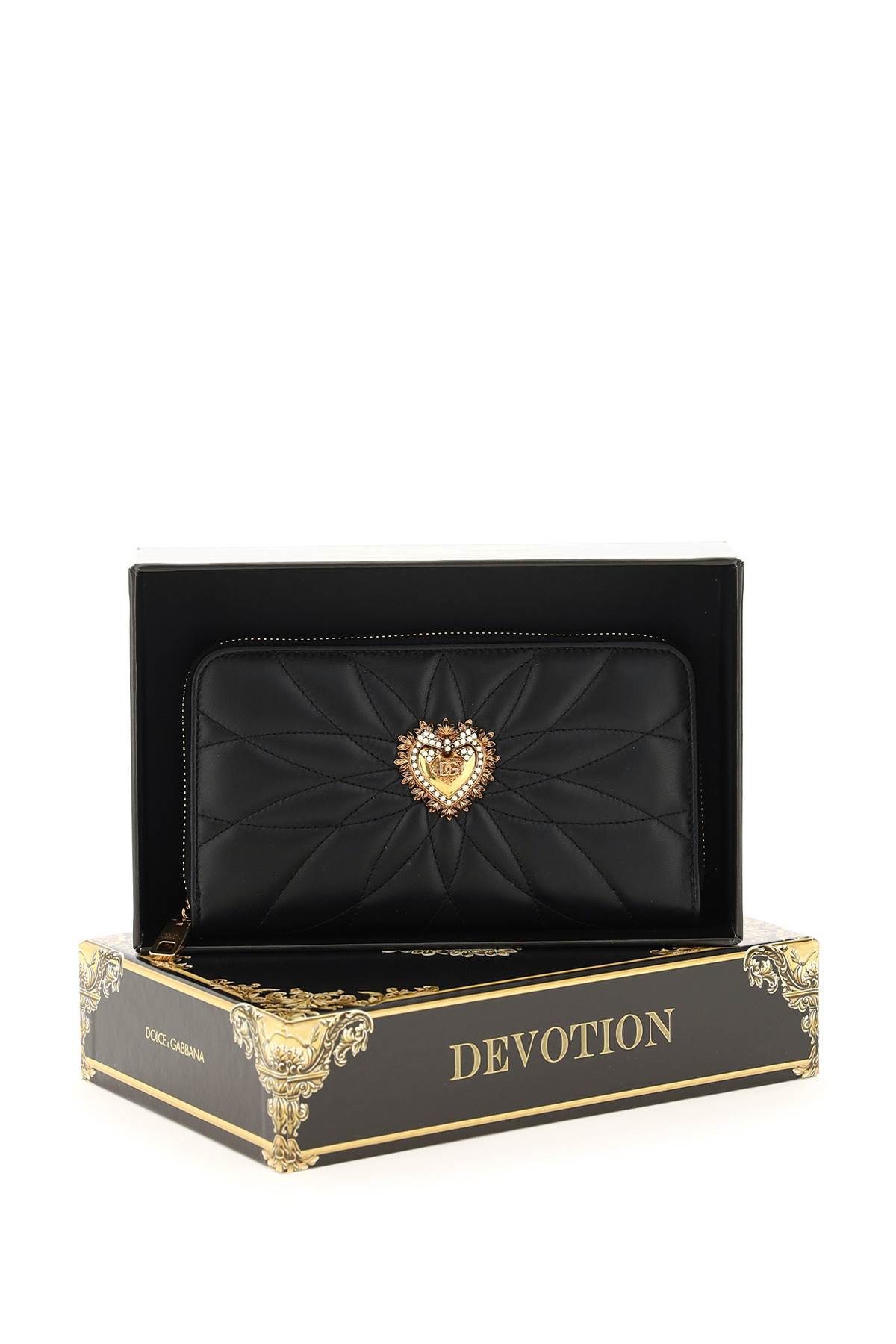 Shop Dolce & Gabbana Devotion Zip-around Wallet In Nero